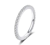 Anelli da donna delicati, anelli da donna pollici oro bianco eternità con 0,57 carati bianco taglio rotondo diamante coltivato da laboratorio, 57 (18.1), Oro bianco 14 carati (585), Diamante coltivato