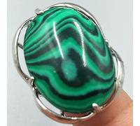 Anelli da donna, filo d'argento della Boemia Surround Intarsio Anelli regolabili Ellisse Malachite Anelli aperti Reiki Pietre preziose Gioielli per le donne Regalo di gioielli da sposa per ragazze