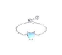 Anelli da donna, gioielli da donna, catena regolabile con pietra di luna di cuore solitaria da 0,75 ct, oro bianco 14 carati, misura 58 (18,5)