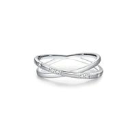 Anelli da donna, graziosi anelli di promessa da donna, linea incrociata con moissanite, regali per amici e donne unici, N 1/2, Platino, Moissanite