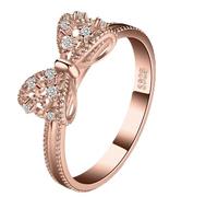 Anelli da donna in argento Sterling 925, classici anelli di fidanzamento con zirconi, impilabili, per donne con un fiocco, per uso quotidiano, feste, accessori, regalo, Argento, Zirconia cubica