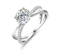 Anelli da donna in stile occidentale, stile vintage, con diamanti creati in laboratorio da 1 ct, con diamanti creati in laboratorio, P 1/2, Platino, Diamante sintetico