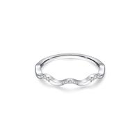 Anelli da donna Love, Best Friend anelli da donna impilabili design semplice onda con diamante rotondo Lab, O 1/2, Platino, Lab Diamond