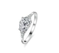 Anelli da donna per dito medio, anelli dell'amicizia fidanzate con pera a forma di moissanite 1,5 carati, argento bianco 9 carati, misura 47 (15,0)