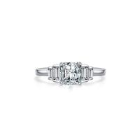 Anelli da donna per dito medio, anello dichiarato elegante design geometrico con moissanite quadrata da 1,5 ct, oro bianco 14 carati, misura 53 (16,9)