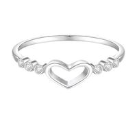 Anelli da donna per matrimonio, anelli da donna con cuore cavo occidentale con diamante rotondo oro bianco/platino 950, L 1/2, Platino 950, Diamante