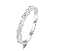 Anelli da donna per matrimonio, anello nuziale delicato e dalla forma marchesa, diamante creato in laboratorio, oro bianco/platino 950, T 1/2, Platino 950, Diamante creato in laboratorio