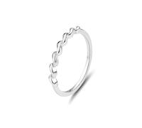 Anelli da donna per matrimonio, gioielli da donna, design semplice a onda, in oro bianco/platino 950, Q 1/2, Oro bianco 9 carati, Non pietra preziosa