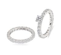 Anelli da donna sottili, anelli da donna Cool eternità, 2 pezzi con taglio rotondo moissanite, 50 (15,9), Moissanite