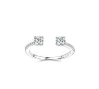Anelli da donna sottili, anelli da donna per il dito medio anello aperto con moissanite argento bianco 14 carati misura 49 (15,6)