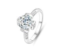 Anelli da donna sottili, anelli da donna per il dito medio rotondo con taglio rotondo 2Ct moissanite 14K oro bianco misura 58 (18,5)