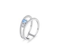 Anelli da donna sottili, sottili e sottili, eleganti motivi cavi, con fila cava, 0,25 ct, topazio rotondo e moissanite 9 K, oro bianco bianco, misura 52 (16,6)