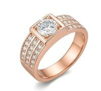 Anelli da donna vintage, anelli da donna con sigillo di moissanite 14 K, oro rosa, misura 52 (16,6)