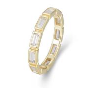 Anelli da donna vintage, anelli da donna per il dito medio eternità con taglio rettangolare moissanite oro giallo 14 carati, misura 56 (17,8)
