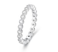 Anelli da donna vintage, anelli dell'amicizia delicato eternità con taglio rotondo moissanite 9 k oro bianco misura 52 (16,6)