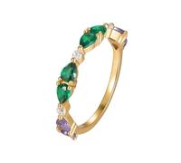 Anelli da donna vintage, anelli dell'amicizia, sottili, mezza eternità, con taglio a goccia, laboratorio, smeraldo, oro giallo 9K, misura 52 (16,6)