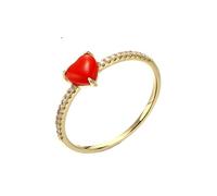 Anelli da donna vintage, anello da donna a forma di cuore rosso con zirconia cubica, oro giallo 14 carati, regalo di anniversario, 65 (20.7), Oro giallo 14 carati (585), Zirconia cubica