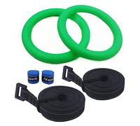 anelli da ginnastica, Anello da ginnastica professionale for trazioni con cinturino regolabile for allenamento in palestra a casa, for la forza del corpo e dei muscoli(Green with strap)