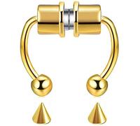 Anelli da Naso a Cerchio a Ferro di Cavallo con Clip Non penetrante su Finto setto Magnetico Anelli a Cerchio per Naso per Donna Uomo, Oro Convenient Design