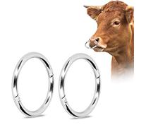 Anelli da Naso Per Bovini 2 Pezzi, 3,3 Pollici Anello Tondo in Acciaio al Carbonio Per Toro Clip Per Naso di Mucca Toro Mucca Bovini Anello Per Naso Bovino Animali da Fattoria Morsetto Per Naso Per Bo