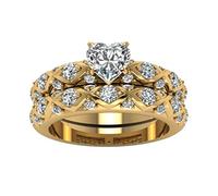 Anelli Da Ponte per Uomini Del Sesso Coppia Full Ring Diamanti Microintarsiati Intarsiati Diamanti Zirconi Europei E Anelli Cuore Modello Americano Capezzolo E Anello Simili (gold, 8)