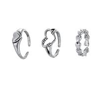 Anelli Da Ponte per Uomini Del Sesso Creative Love Metal Set Joint Ring Ring All'ingrosso Retro Piece Set 3 anelli Anello Di Spigolo (A, One Size)