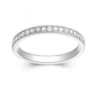 Anelli da sposa da donna, stile vintage, in argento 9 K/14 K/18 K, stile classico, 45 (14.3), Oro bianco 9 carati (375), Diamante