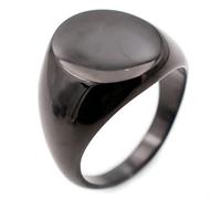 Anelli da uomo, anello da matrimonio, in titanio, in acciaio inossidabile, con piastra rotonda nera, regalo per uomo, 60, Titanio, Nessuna pietra preziosa