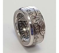 Anelli da uomo, anello retrò punk vintage moneta, elegante ed elegante US Morgan argento dollaro anello per donne e uomini patriottico degli Stati Uniti emblema nazionale inciso moneta anello sigillo