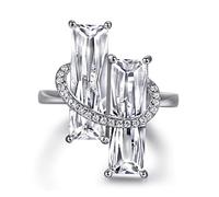 Anelli d'argento in argento sterling per le donne Sterling argento vintage gioielli da sposa cubici zirconi il gruppo di fidanzamento promesse di nozze, N 1/2, A