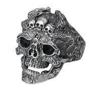 Anelli del cranio punk,Anelli di moda vintage | Gioielli di scheletro retrò, anelli di scheletro del falciatore per i ragazzi, anelli aperti con teschio gotico per gli uomini, anelli della testa di