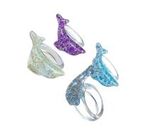 Anelli delfini in resina con paillettes luccicanti accessori casual dal design elegante per l'uso quotidiano e gite in spiaggia delfino versatile per abiti