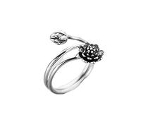 Anelli Delicato Moda Delicato 925 Sterling Silver Lotus Regolabile Apertura Fiori Anello Compleanno per la Mamma