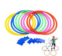 Anelli della campana per bambini,Gioco degli anelli della campana | Divertenti giocattoli da parco giochi | Percorso a ostacoli nel cortile, quadrati da 15 pollici con connettori e pouf per bambini, a