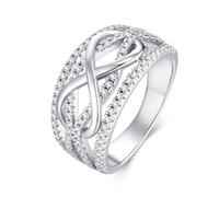 Anelli dell'amicizia amiche, anelli da donna a dito medio infinito con moissanite argento bianco 14 carati, misura 13 (16,9)