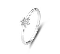 Anelli dell'amicizia amiche, anelli da donna a forma di stella con diamanti rotondi in oro bianco 14 carati, misura 47 (15,0)