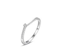 Anelli dell'amicizia amiche, anello da donna largo, impilabile, design semplice con diamanti rotondi da 0,1 ct, in oro bianco, platino, misura 16 (17,8)