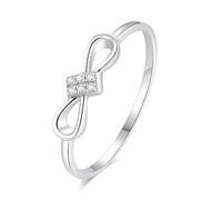 Anelli dell'amicizia, anelli da donna, set di fiocchi con diamanti rotondi in oro bianco 9 carati, misura 61 (19,4)