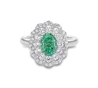 Anelli dell'amicizia, anelli di nozze ovali da 1,5 ct, tormalina paraíba prodotta in laboratorio con moissanite 9 K, oro bianco 9 K, misura 47 (15,0)