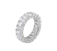 Anelli dell'amicizia con moissanite smeraldo, Oro bianco 9 K, Moissanite