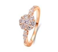 Anelli dell'amicizia da donna, a forma di fiore con diamanti creati da 0,1 carati, oro rosa 18 carati, 21 (19,4), Oro rosa 18 carati (750), Diamante creato