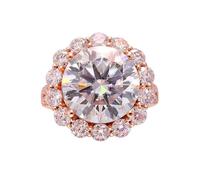 Anelli dell'amicizia da donna, eternity a 4 rebbi con rotondo 11 x 11 mm, moissanite in oro rosa 5 ct, O 1/2, Oro rosa 14 carati, Moissanite