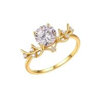 Anelli dell'amicizia da donna, rotondi, con moissanite 1 ct, oro giallo 9 K, misura 18,5