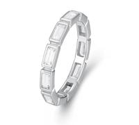 Anelli dell'amicizia delicati, anello donna eternità con taglio rettangolare moissanite 9 K, oro bianco 9 K, misura 16 (17,8)
