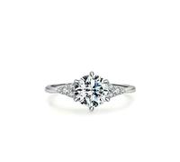 Anelli dell'amicizia delicati, gioielli alla moda con diamanti rotondi da 1 ct, realizzati in laboratorio, in argento 9 K, misura 16 (17,8)