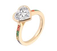 Anelli dell'amicizia delicati, rosa anello oro, semplice cuore con moissanite regalo da donna, 53 (16,9), Moissanite