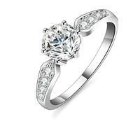 Anelli dell'amicizia fidanzate, anelli da donna con 1 ct rotondo moissanite argento 9 carati oro bianco misura 47 (15,0)