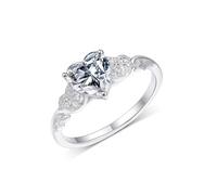 Anelli dell'amicizia fidanzate, anelli da donna con dito indice a cuore taglio a cuore 1,5 carati di moissanite 9 K, oro bianco 18,5 (18,5)