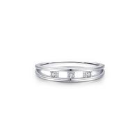 Anelli dell'amicizia fidanzate, anelli da donna geometrici in argento con taglio rotondo diamante 9 k oro bianco misura 62 (19,7)