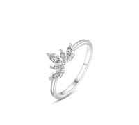 Anelli dell'amicizia fidanzate, anelli da donna per corona a dito medio con moissanite in argento 9 carati bianco misura 17 (18,1)